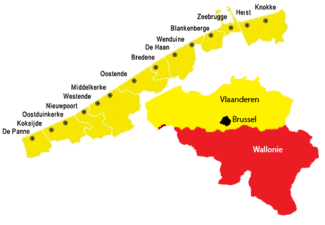 map of vacation rentals on the Belgian Coast